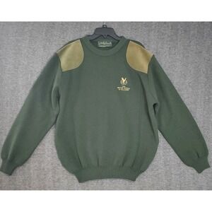 VTG Woolyback Sweater Men XL Wool & Suede Elbow Patch British Falconry England